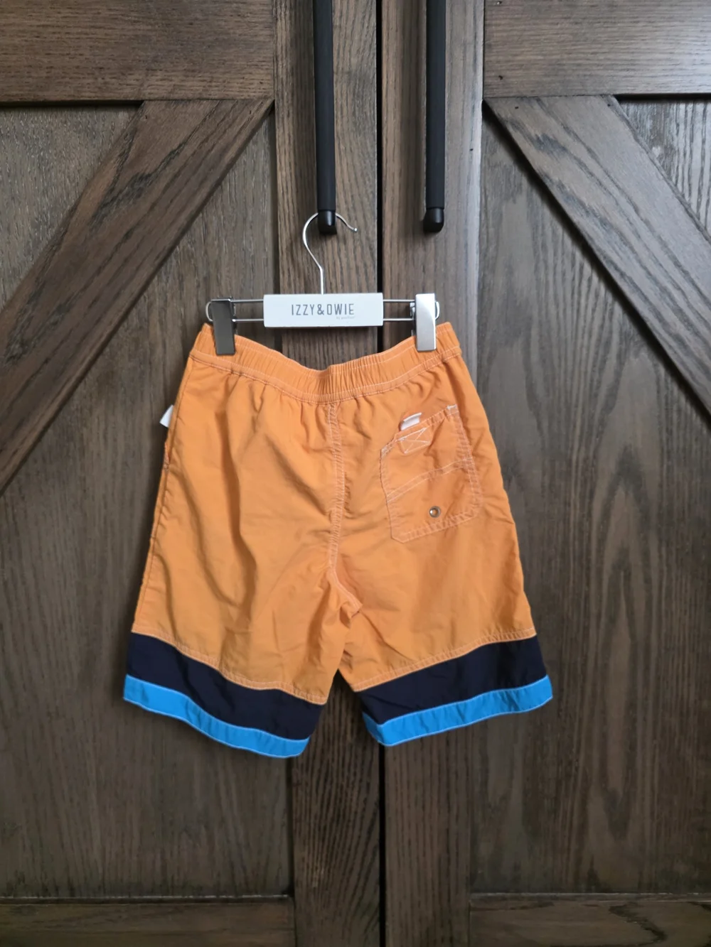 Hanna Andersson Orange Swim Trunks with Navy and Sky Blue Bands
